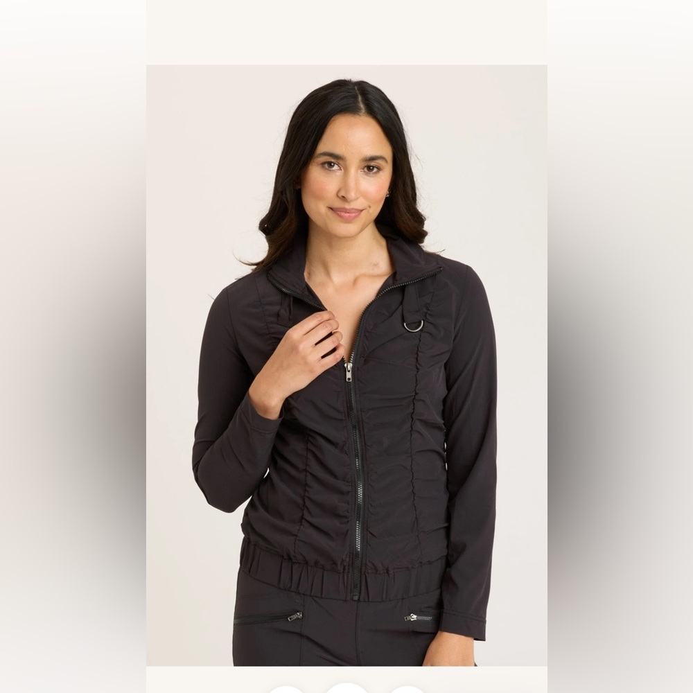 Wearables XCVI momentum whisper‎ stretch ruched jacket black medium